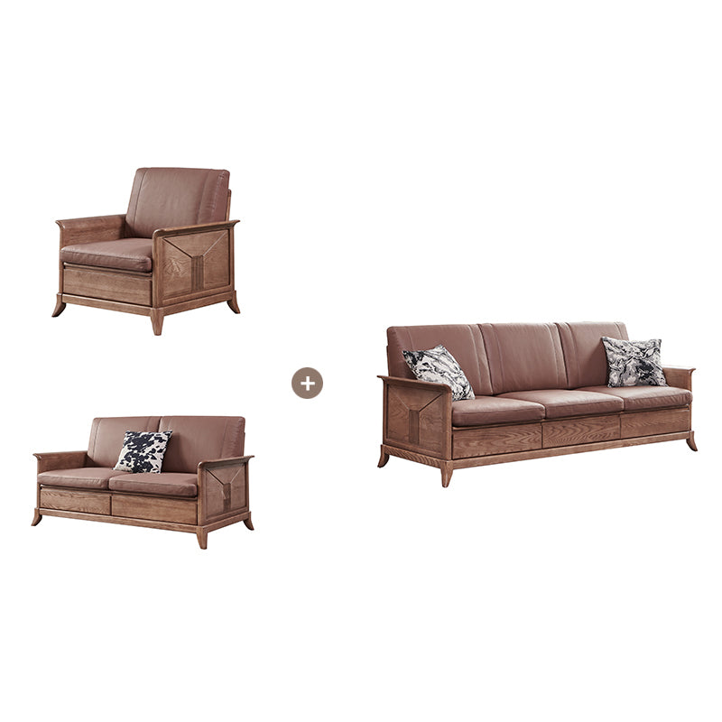 Country/Farmhouse Dark Brown Cushions Flared Arm Living Room Seating
