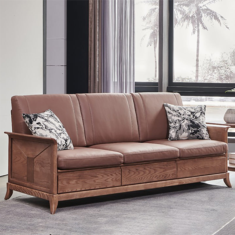 Country/Farmhouse Dark Brown Cushions Flared Arm Living Room Seating