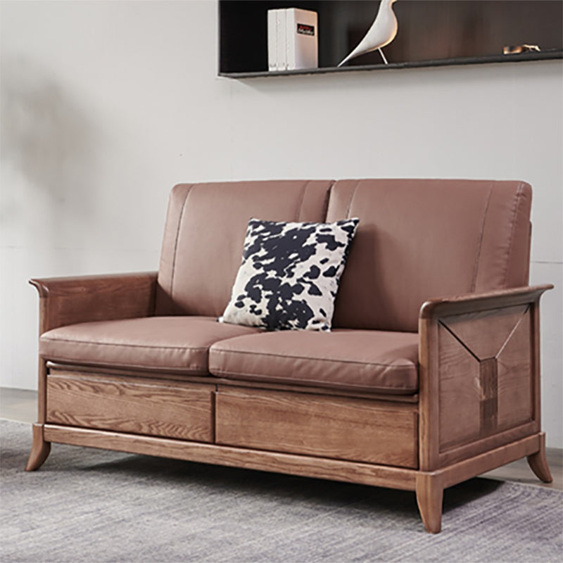 Country/Farmhouse Dark Brown Cushions Flared Arm Living Room Seating