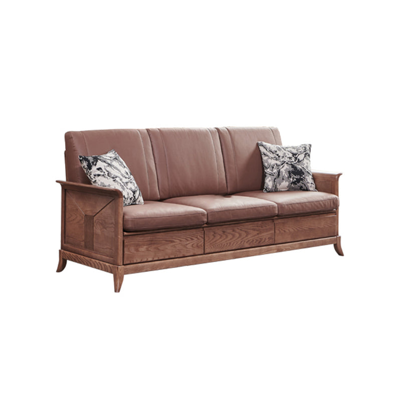 Country/Farmhouse Dark Brown Cushions Flared Arm Living Room Seating