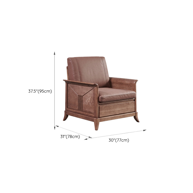 Country/Farmhouse Dark Brown Cushions Flared Arm Living Room Seating