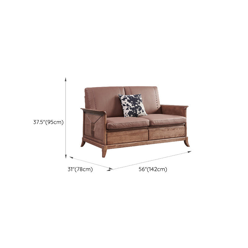 Country/Farmhouse Dark Brown Cushions Flared Arm Living Room Seating