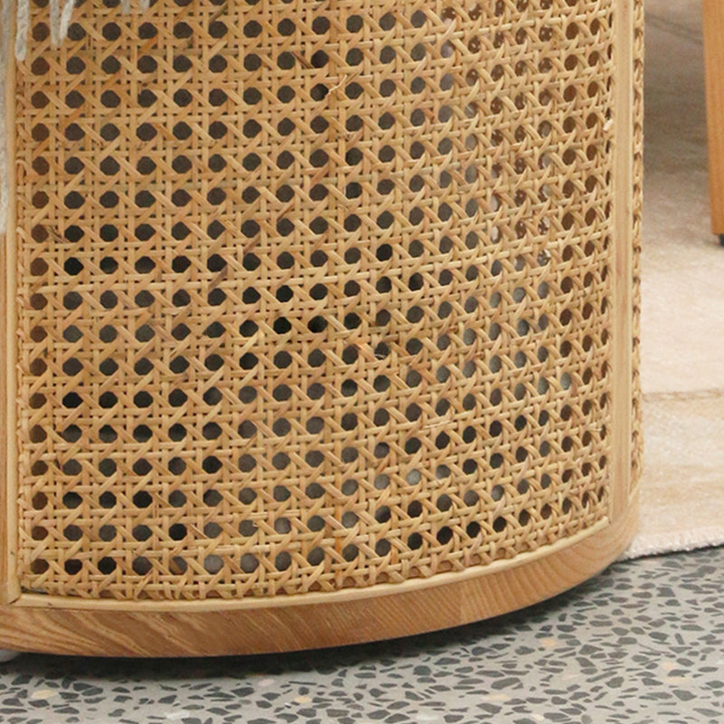 17.71 inch Tall Drum Side Table Rattan Side End Table with Storage