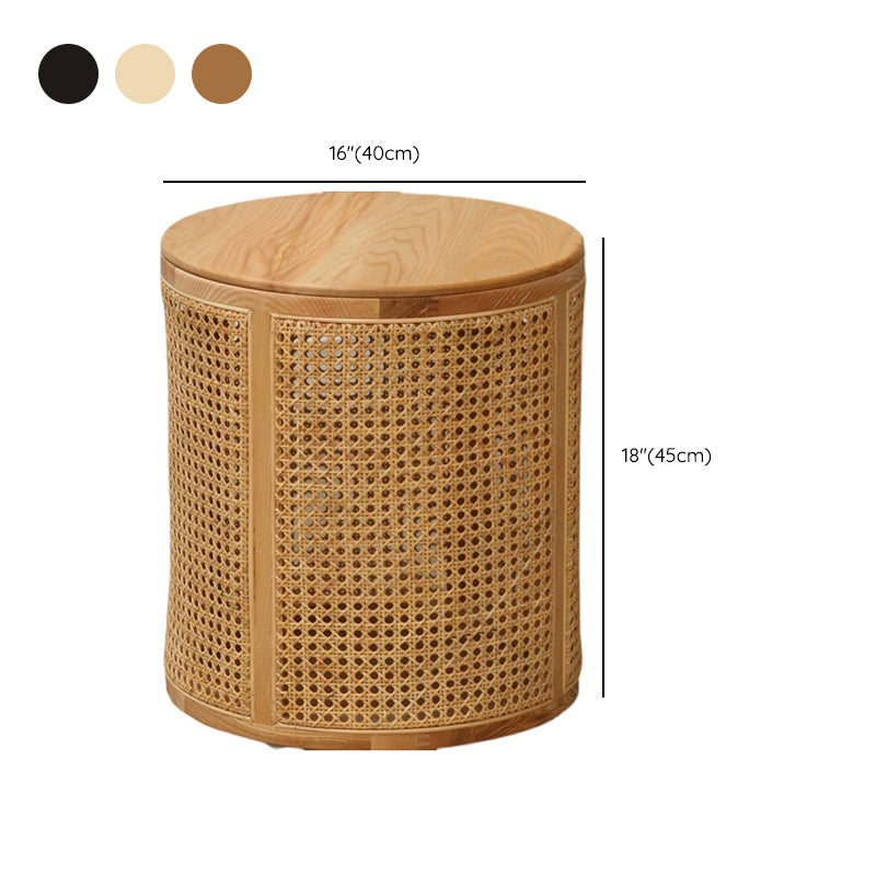 17.71 inch Tall Drum Side Table Rattan Side End Table with Storage