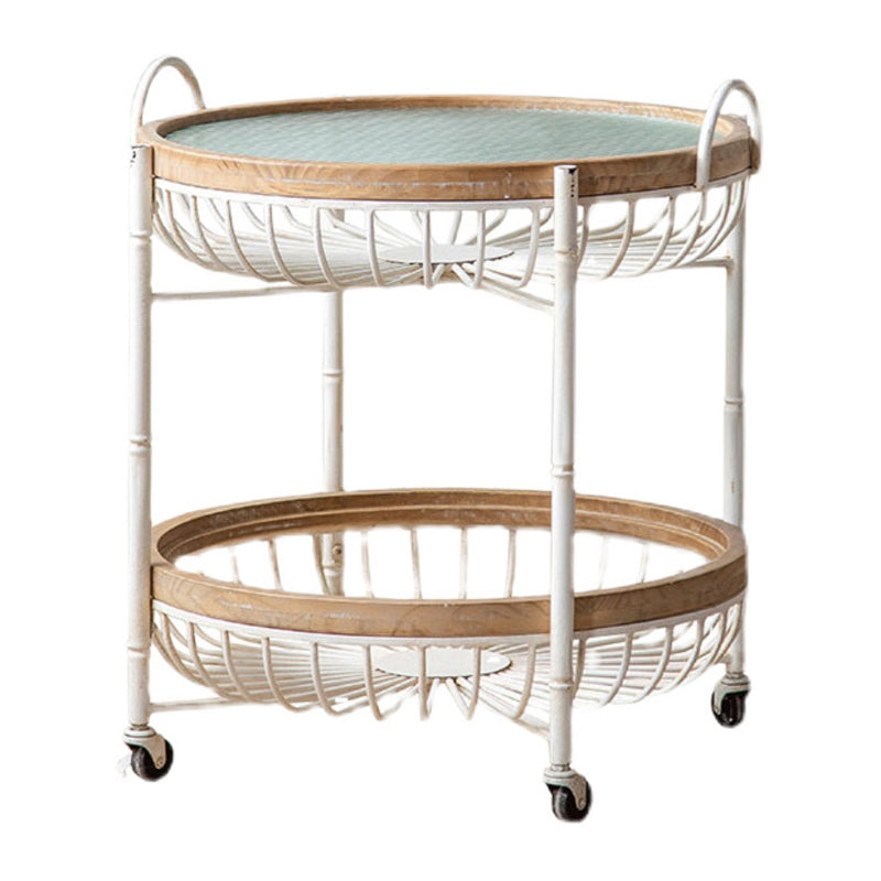 Metal Cross Legs End Table White Glass Top Accent Side Table