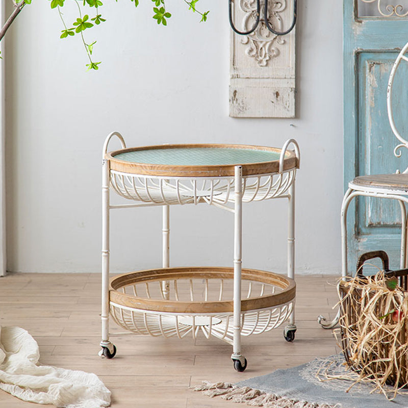 Metal Cross Legs End Table White Glass Top Accent Side Table