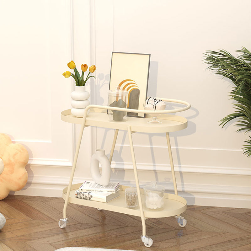 22.83" Tall Tray Top Side Table Metal Sofa Side Accent Table with Casters