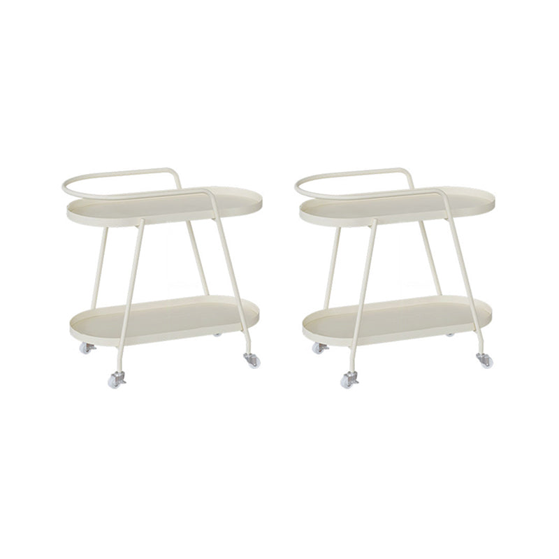 22.83" Tall Tray Top Side Table Metal Sofa Side Accent Table with Casters