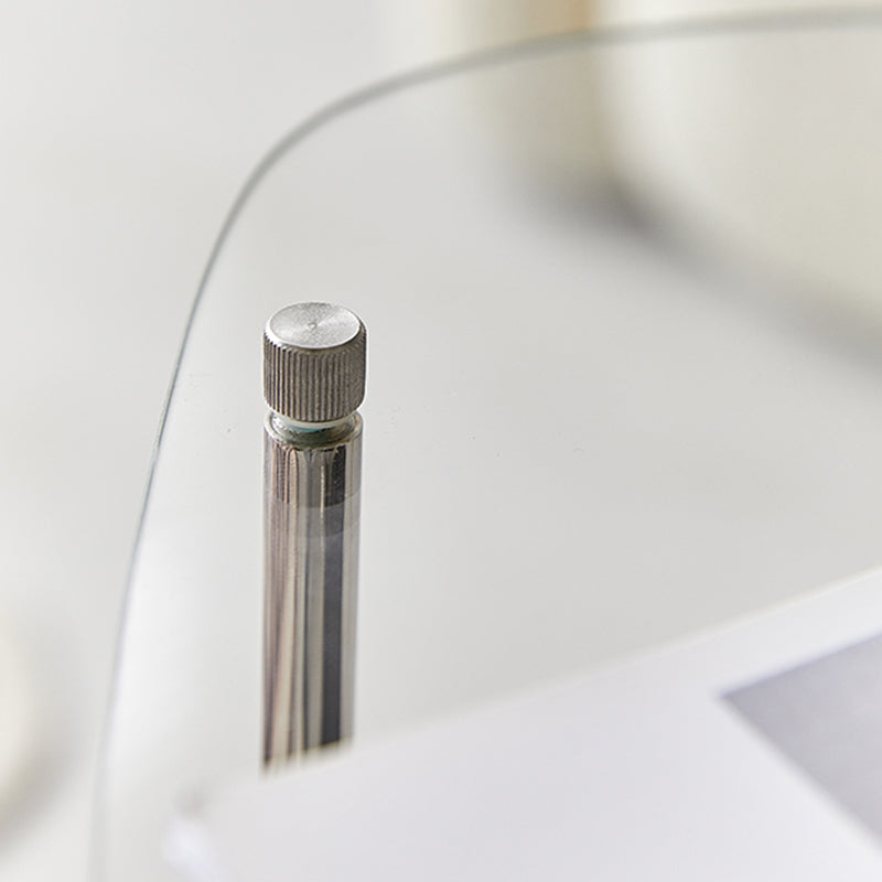 Modern Glass 2-shelf Side Table 4 Legs Sofa Side Accent Table