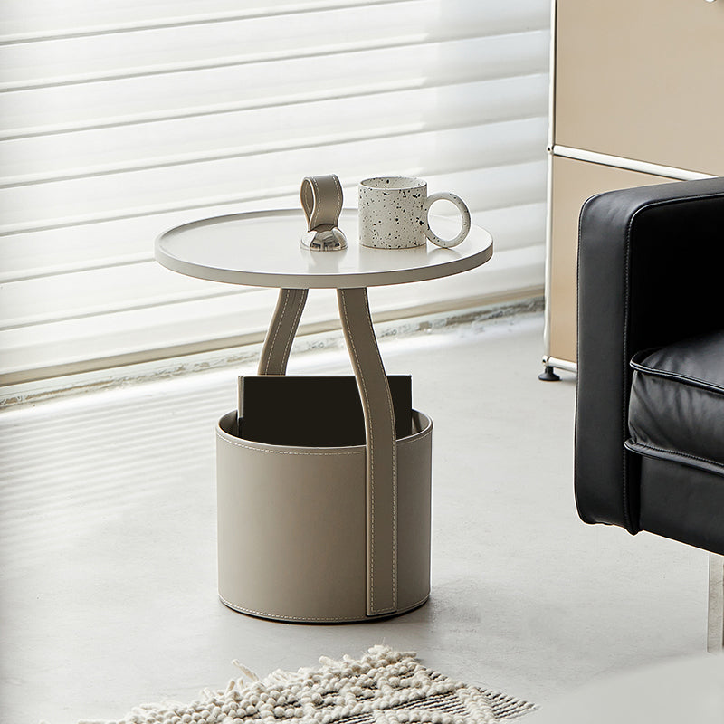 19.68" Wide Metal Side Table Round Tray Top Sofa Side Accent Table