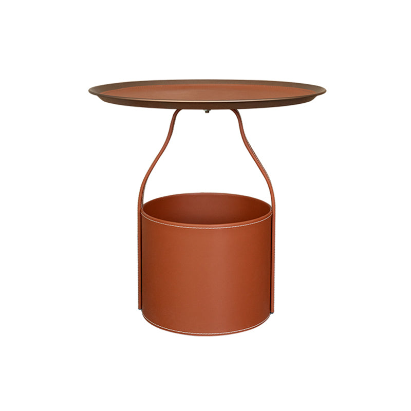 19.68" Wide Metal Side Table Round Tray Top Sofa Side Accent Table