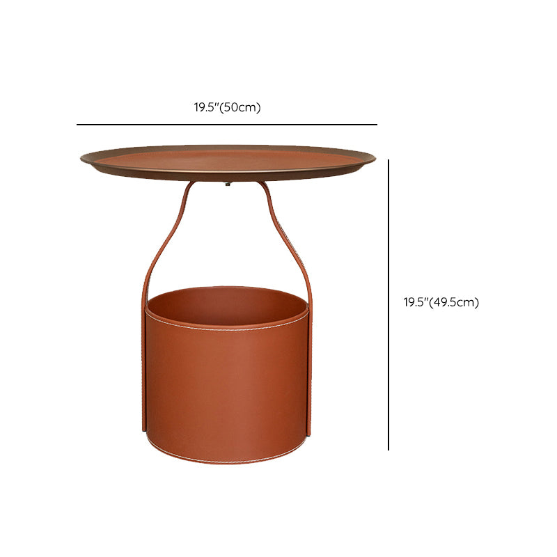 19.68" Wide Metal Side Table Round Tray Top Sofa Side Accent Table