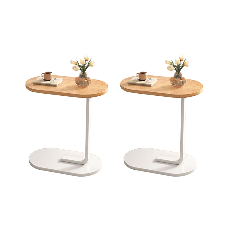 24.8" Tall C-shape End Table Wooden Accent Side Table for Living Room