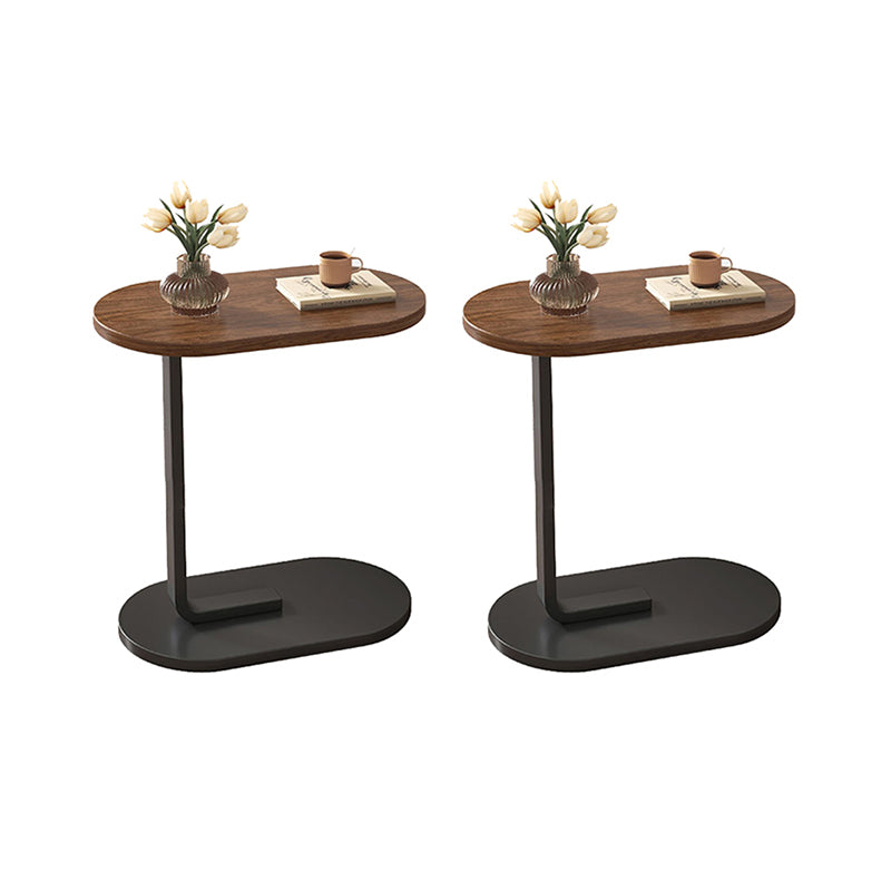 24.8" Tall C-shape End Table Wooden Accent Side Table for Living Room