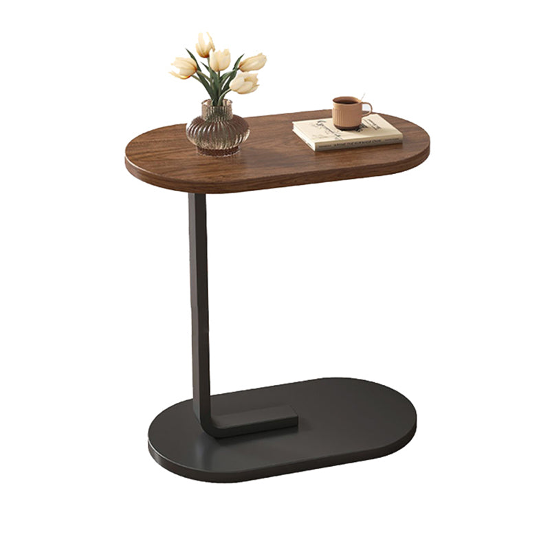 24.8" Tall C-shape End Table Wooden Accent Side Table for Living Room