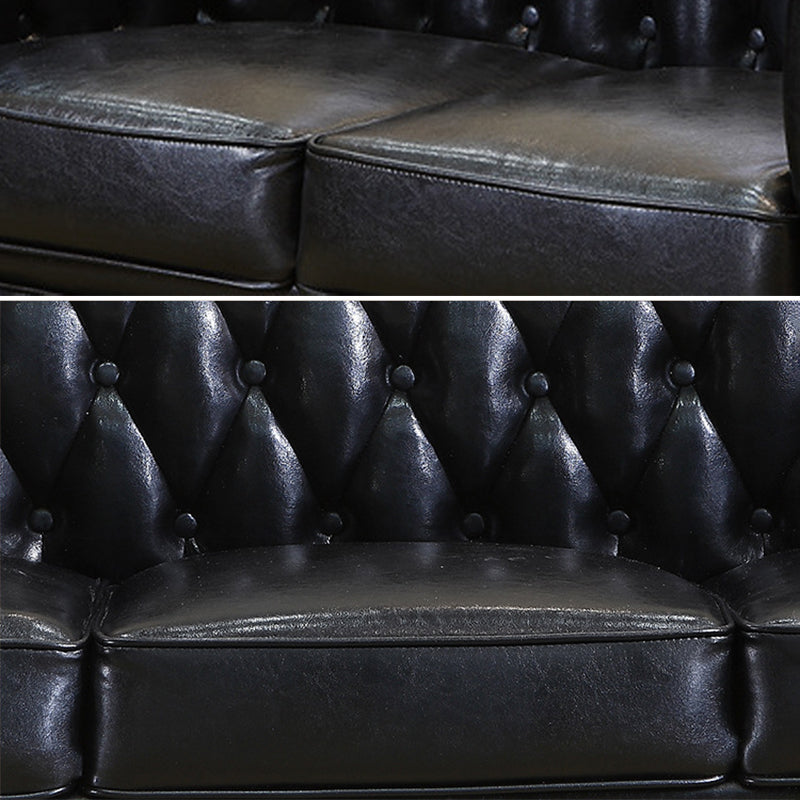 Traditional Living Room Black Tufted Rolled Arm Standard Seating