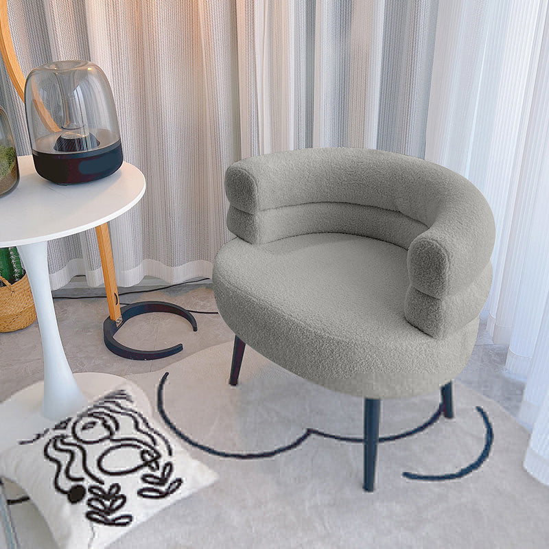 Sewn Pillow Back Chair Solid Color Upholstered Recessed Arms Chair