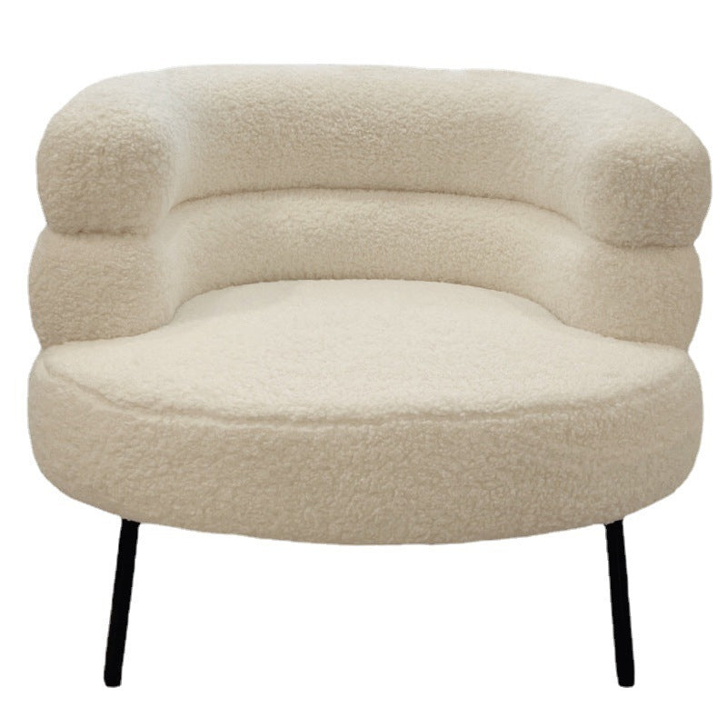 Sewn Pillow Back Chair Solid Color Upholstered Recessed Arms Chair