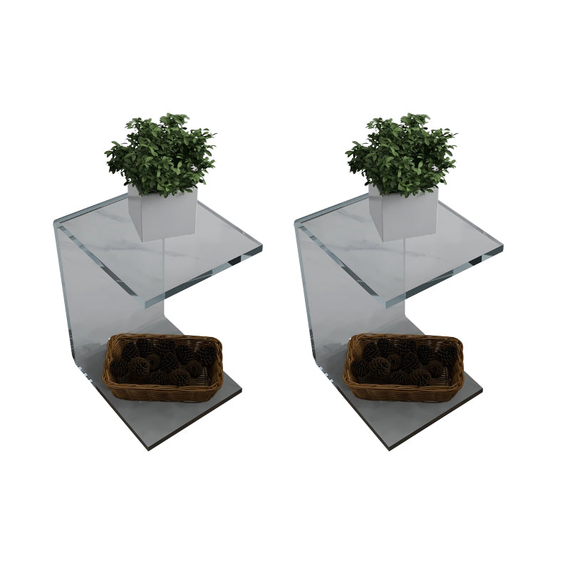 Modernistic Plastic Side Table Abstract with Storage Rectangular Living Room