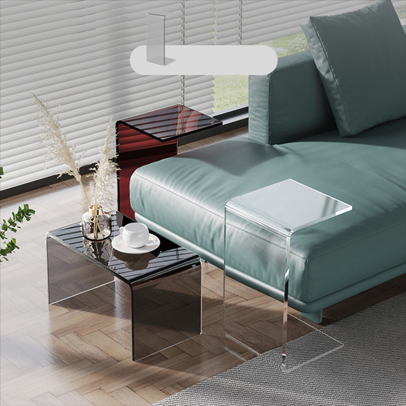 Modernistic Plastic Side Table Abstract with Storage Rectangular Living Room