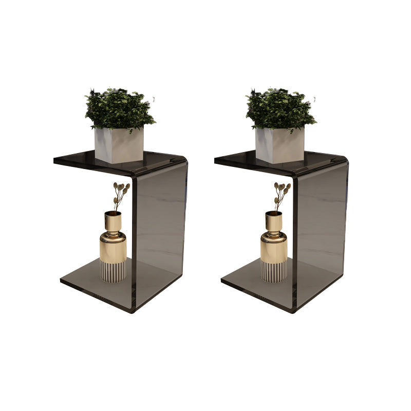 Modernistic Plastic Side Table Abstract with Storage Rectangular Living Room