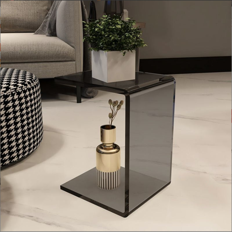 Modernistic Plastic Side Table Abstract with Storage Rectangular Living Room