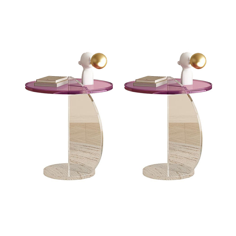 Glam Corner Table Plastic Pedestal Round Living Room Sofa Side Accent Table