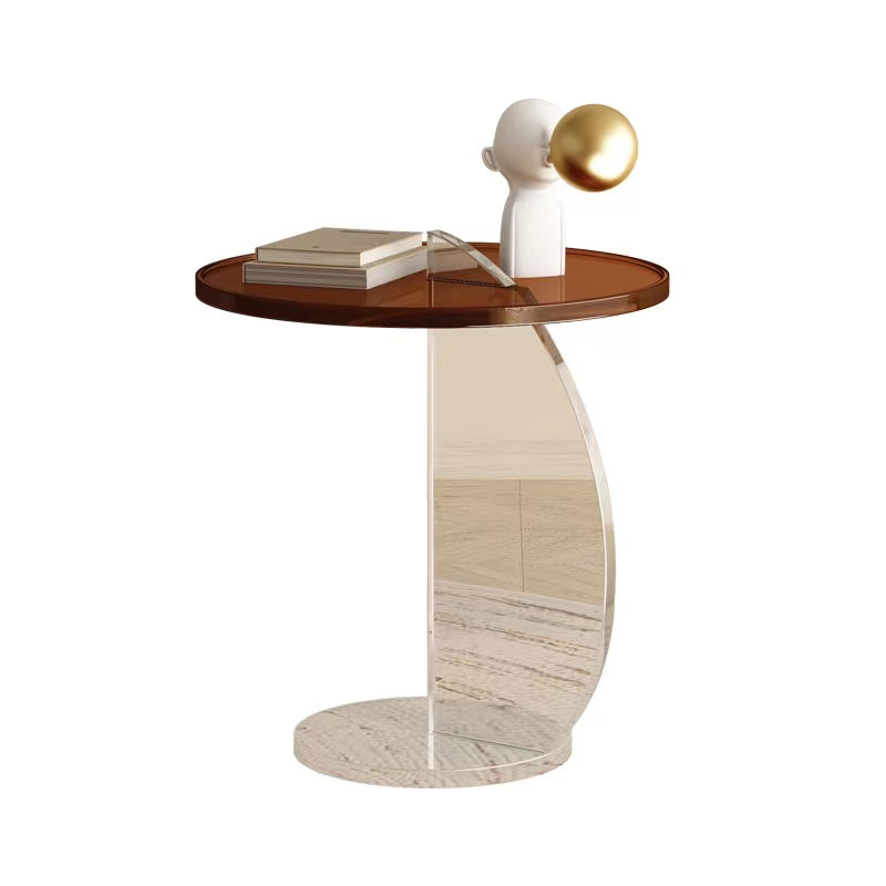 Glam Corner Table Plastic Pedestal Round Living Room Sofa Side Accent Table