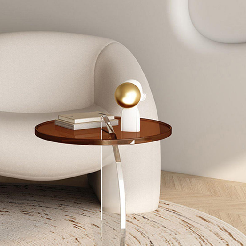 Glam Corner Table Plastic Pedestal Round Living Room Sofa Side Accent Table