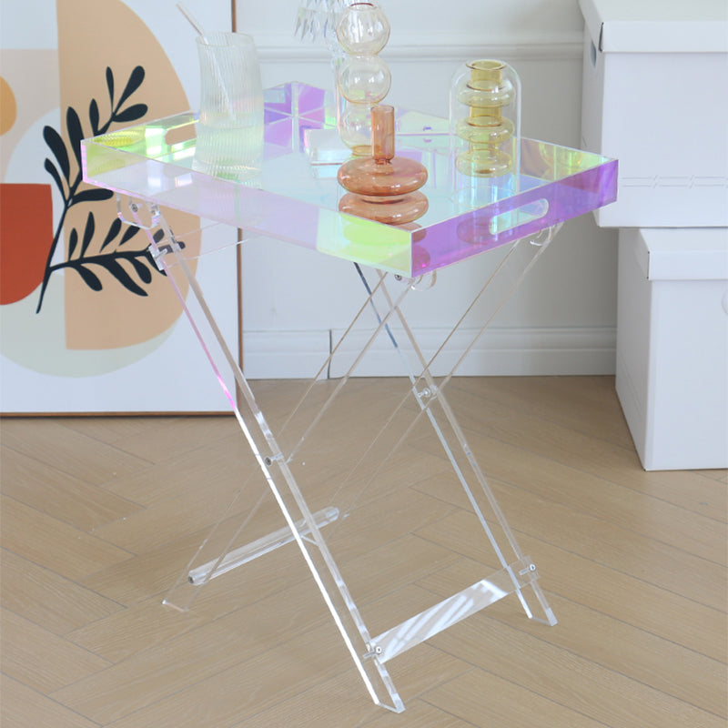Cross Legs Side Table Acrylic Round/Rectangular Sofa Side Accent Table