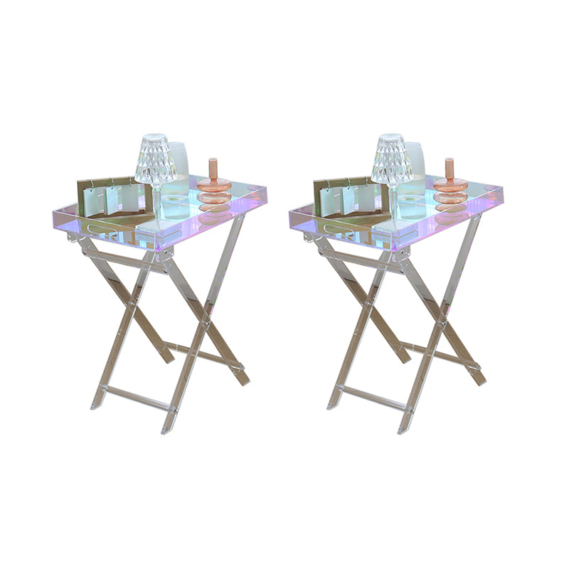Cross Legs Side Table Acrylic Round/Rectangular Sofa Side Accent Table