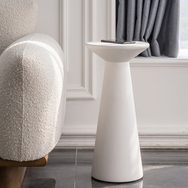 Round Rubberwood End Table Pedestal Side Table for Living Room