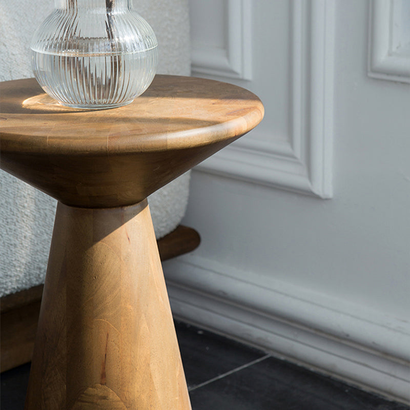 Round Rubberwood End Table Pedestal Side Table for Living Room