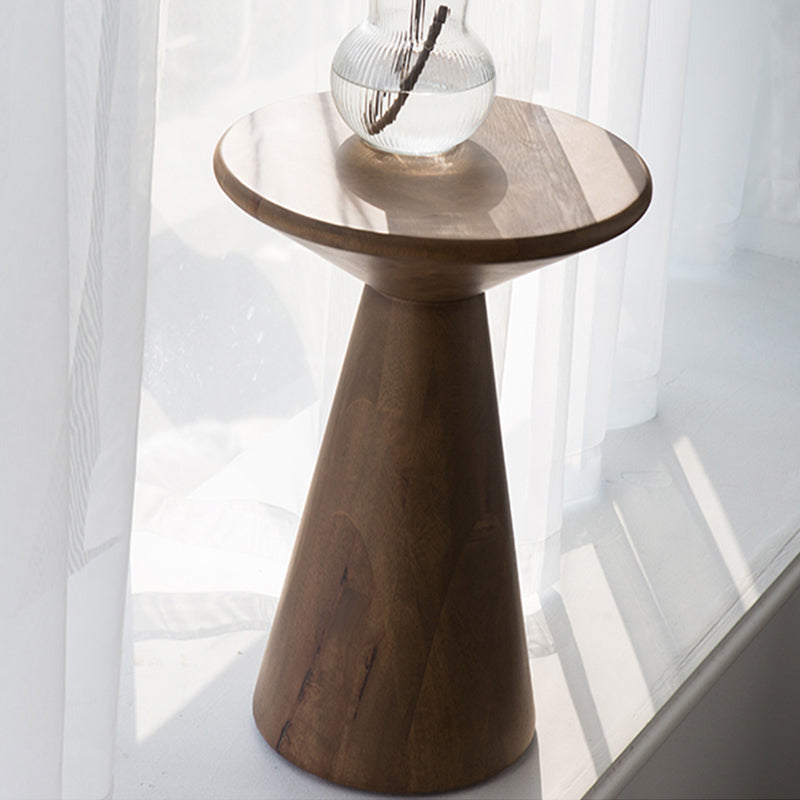 Round Rubberwood End Table Pedestal Side Table for Living Room