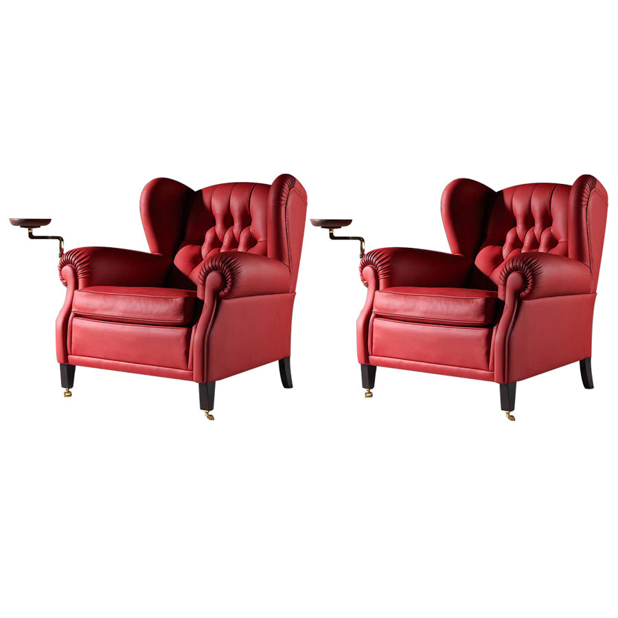 Glam Tufted Back Arm Chair Solid Color Rolled Arms Armchair for Living Room