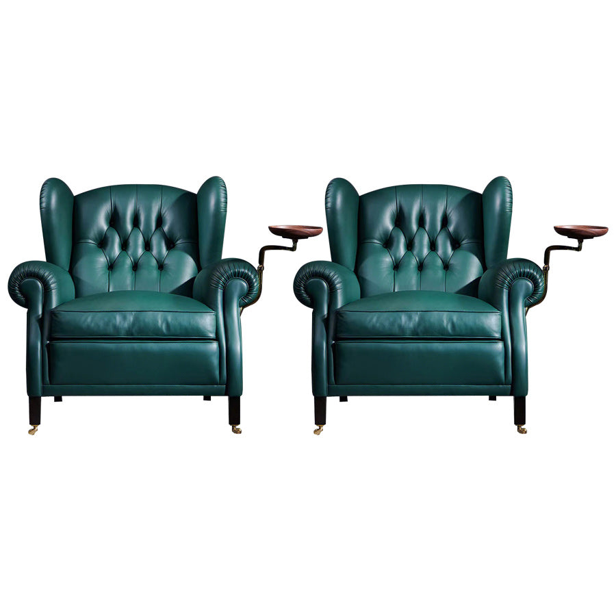 Glam Tufted Back Arm Chair Solid Color Rolled Arms Armchair for Living Room