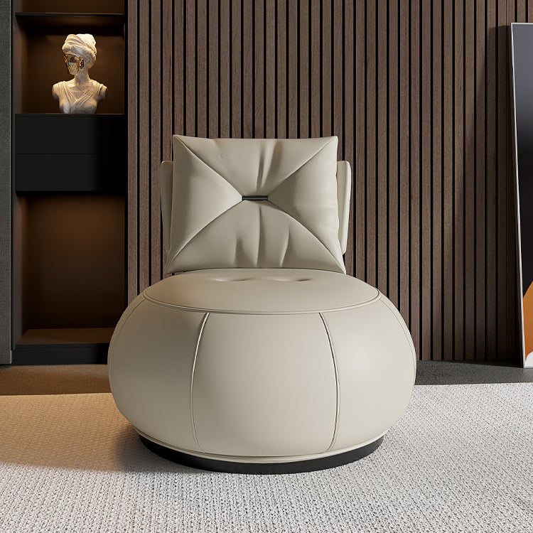 Solid Color Lounge Chair Living Room Round Base Side Fixed Back Chair