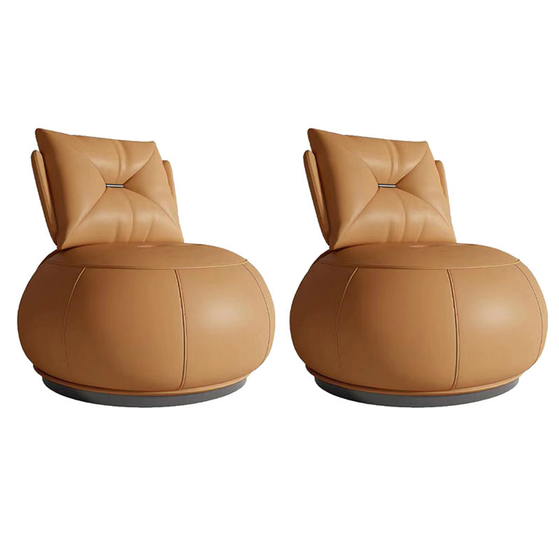 Solid Color Lounge Chair Living Room Round Base Side Fixed Back Chair