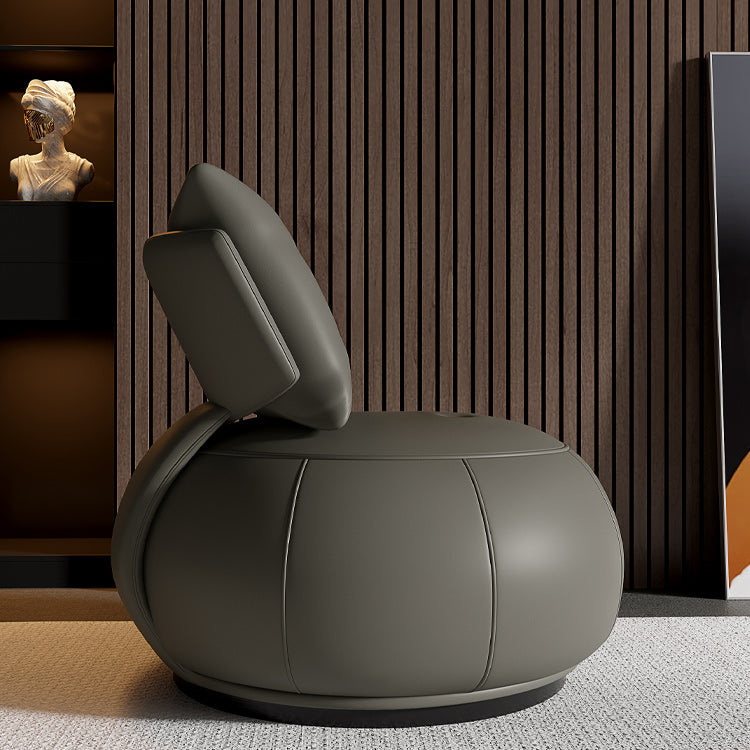 Solid Color Lounge Chair Living Room Round Base Side Fixed Back Chair