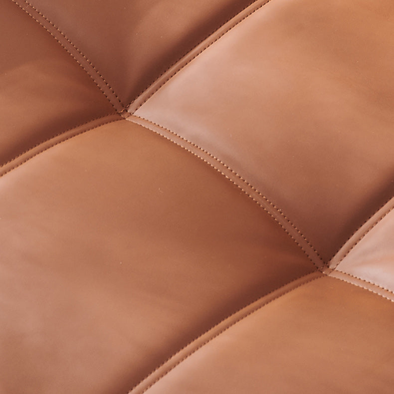 Solid Color Wooden Lounge Chair Genuine Leather Bedroom Side Chair