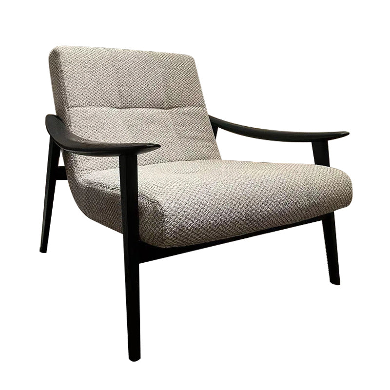 Solid Color Wooden Lounge Chair Genuine Leather Bedroom Side Chair