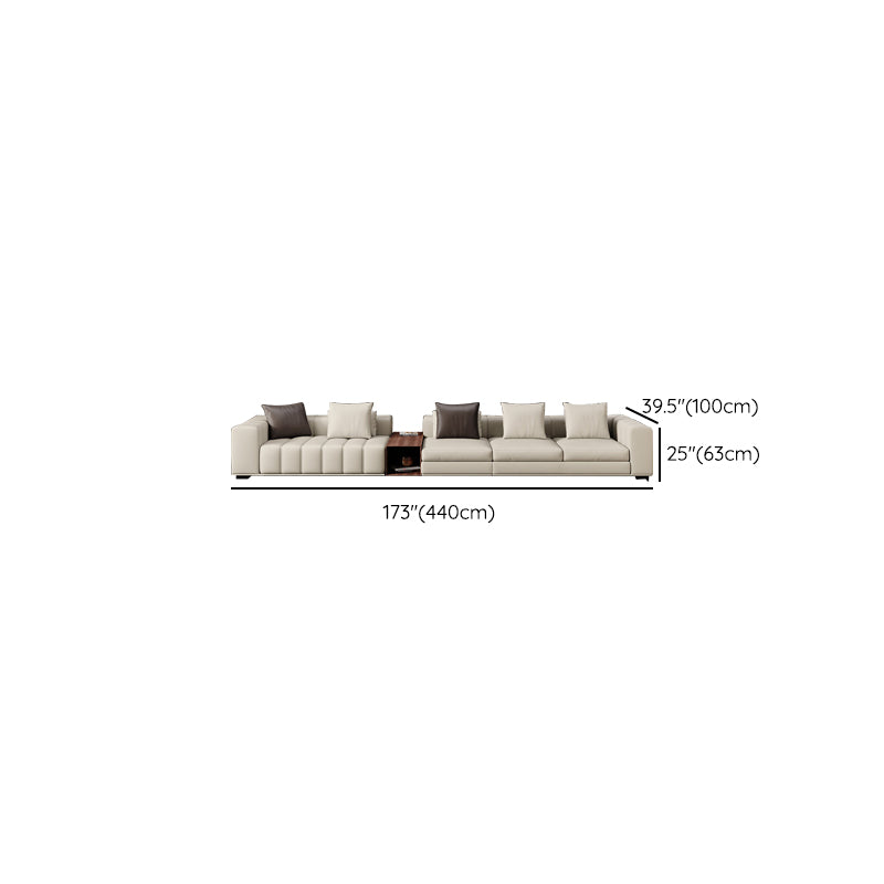 Contemporary Sofa Faux Leather Tufted Off-White Convertible Sofa for Living Room