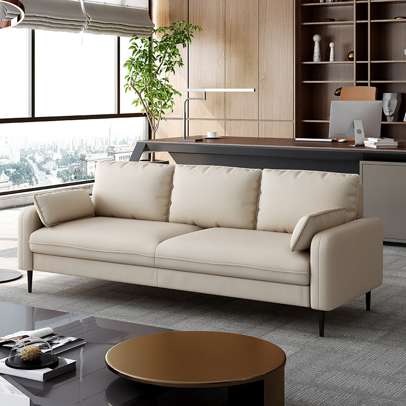 Contemporary Sofa with 3 Pillows Square Arm 3 Seater Seating