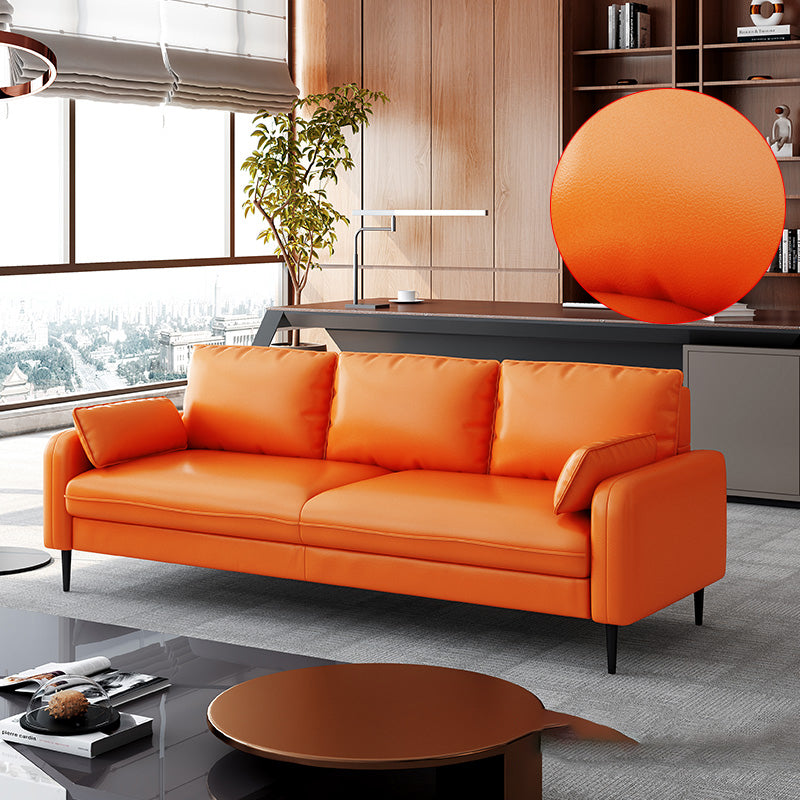 Contemporary Sofa with 3 Pillows Square Arm 3 Seater Seating