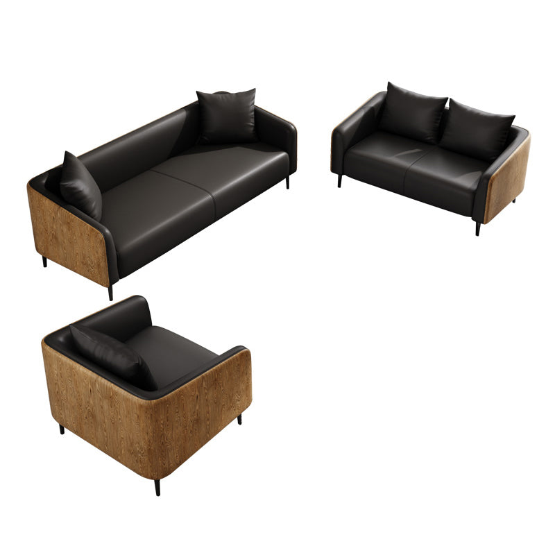 Industrial Cushions Living Room Faux Leather Standard Settee