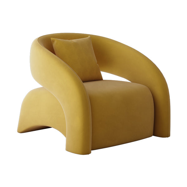 Contemporary Sloped Arms Chair Solid Color Pillow Back Chair