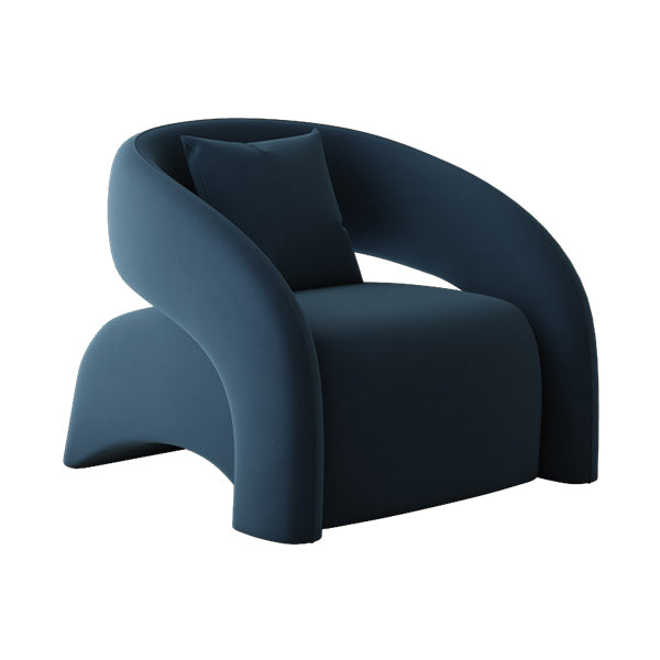 Contemporary Sloped Arms Chair Solid Color Pillow Back Chair