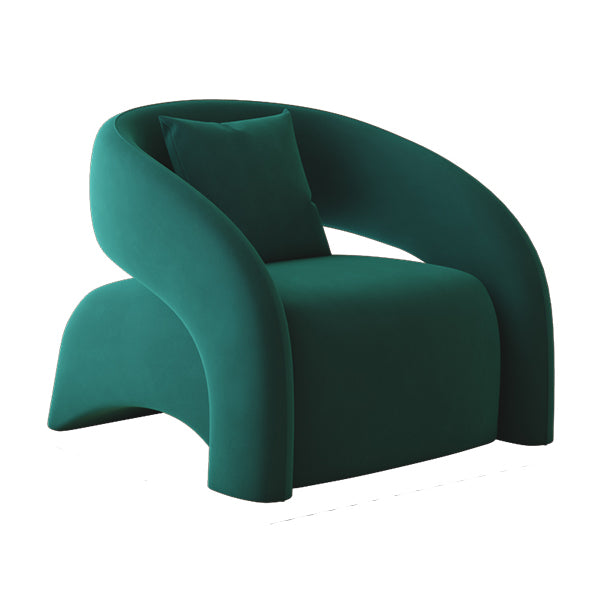 Contemporary Sloped Arms Chair Solid Color Pillow Back Chair