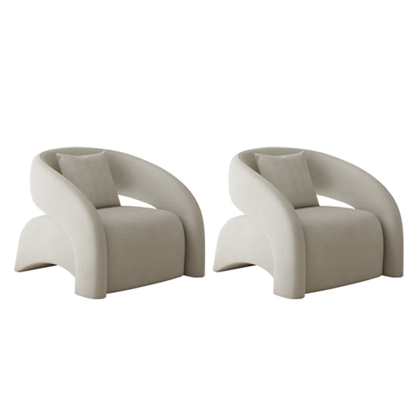 Contemporary Sloped Arms Chair Solid Color Pillow Back Chair