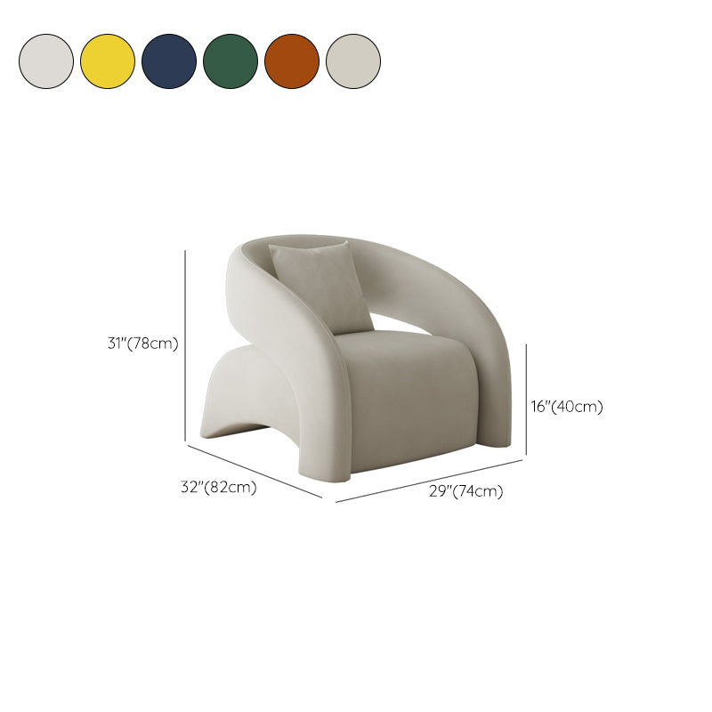 Contemporary Sloped Arms Chair Solid Color Pillow Back Chair
